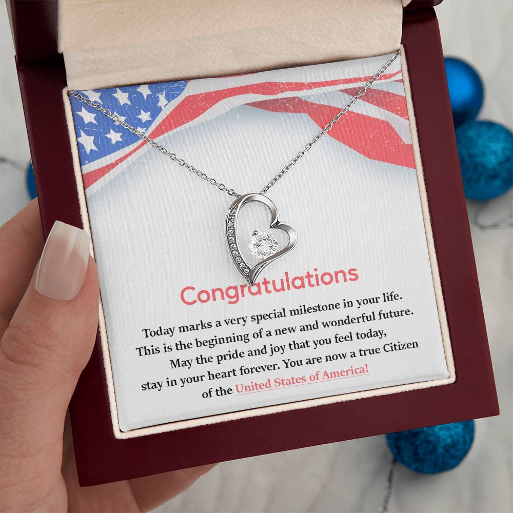 Congratulations Necklace For New U.s. Citizen Necklace For New U.s. Citizen Gift For New American Citizen Necklace With Citizenship Message Necklace For Official U.s. Citizen Gift For New U.s. Patriot Jewelry For New U.s. Citizen Jewelry For U.s.