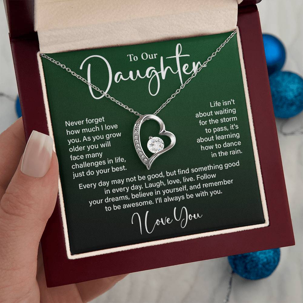 Daughter Gift from Mom and Dad – Love You Heart Necklace