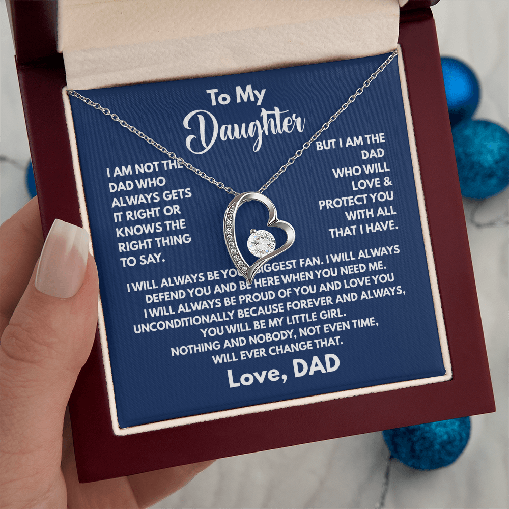 To My Daughter Necklace from Dad Pendant with Emotional Message Card Birthday, Christmas Gift