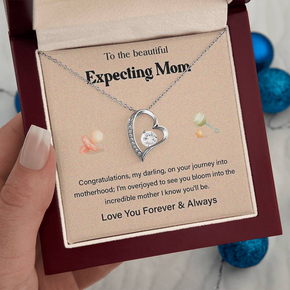 To The Beautiful Expecting Mom, Beautiful Expecting Mom Necklace Gift Best Necklace Gift For Expecting Mother Journey Into Motherhood Necklace Gift Necklace With Heartfelt Message Thoughtful Necklace Gift Best Mother’s Day Necklace Gift