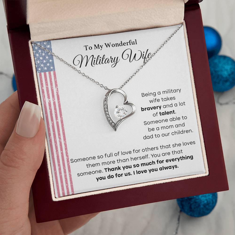 To My Wonderful Military Wife Heartfelt Jewelry Gift Military Wife Jewelry Supportive Necklace For Wives Bravery And Strength Jewelry Love And Appreciation Necklace Thank You Jewelry Gift Forever Loved Necklace Unique Jewelry For Wives