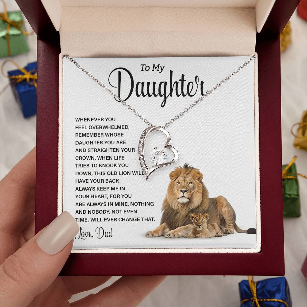 To My Daughter Lion Necklace from Dad – Strength & Love Message Card