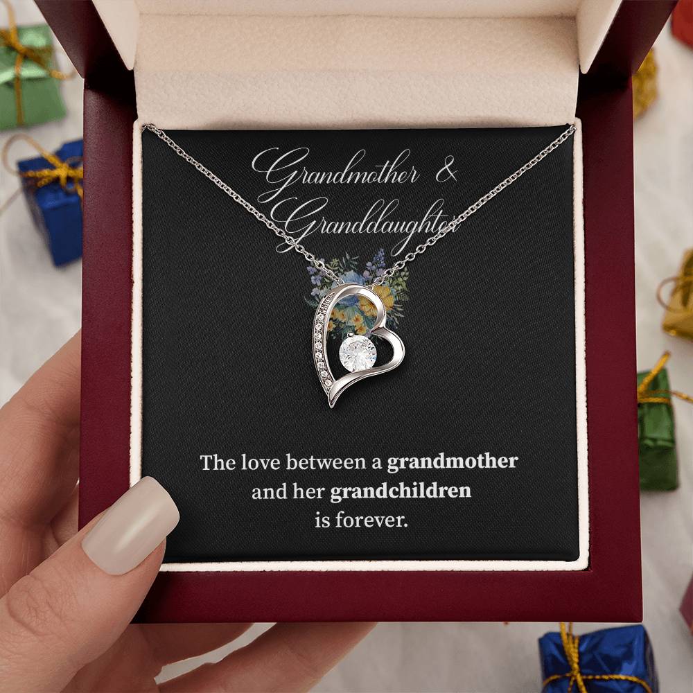 Grandmother & Granddaughter Heart Necklace – Gift with Card