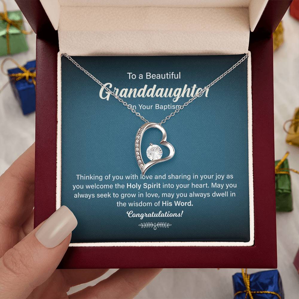 Granddaughter Baptism Necklace Gift with Message Card