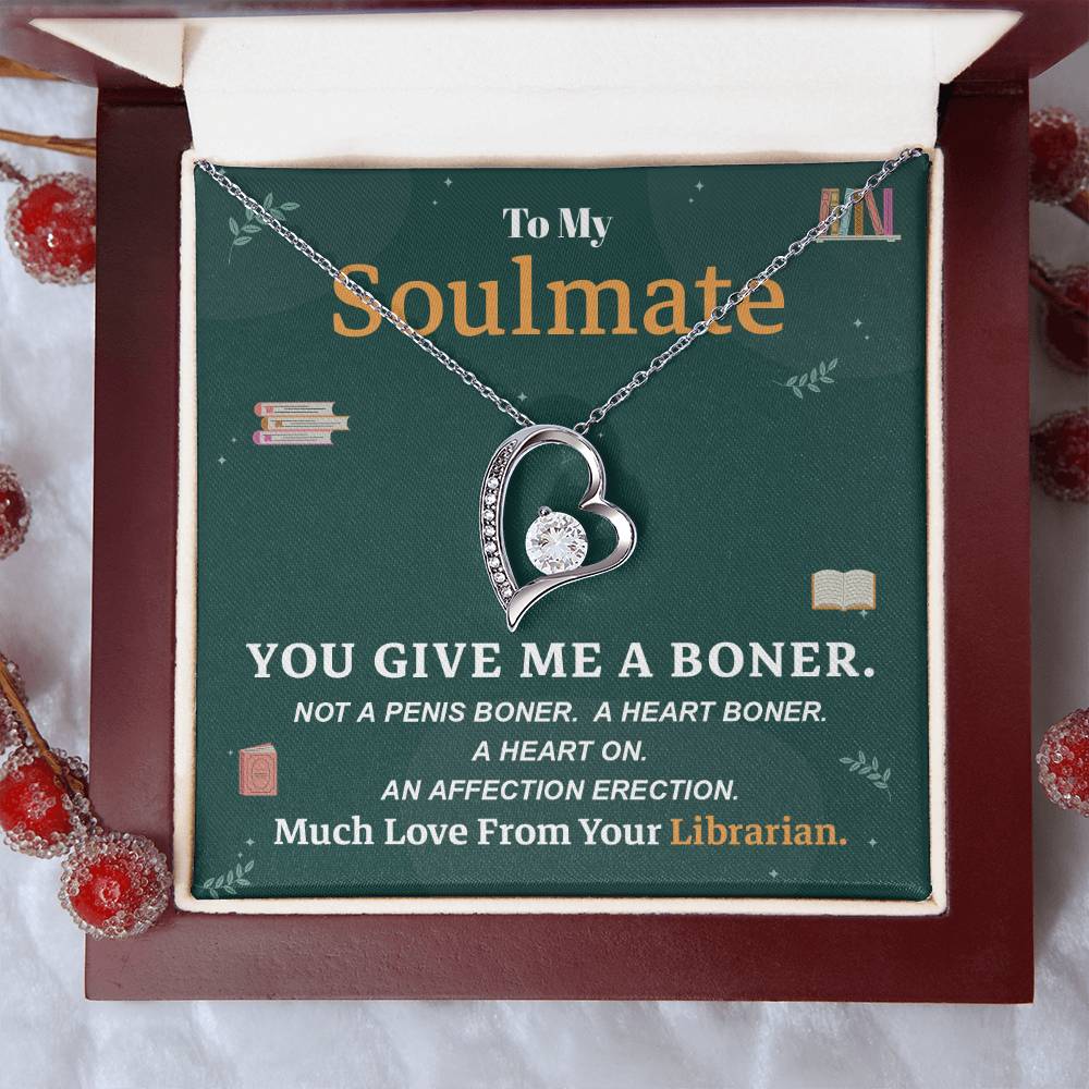 Librarian to Soulmate Necklace with Funny Message Card