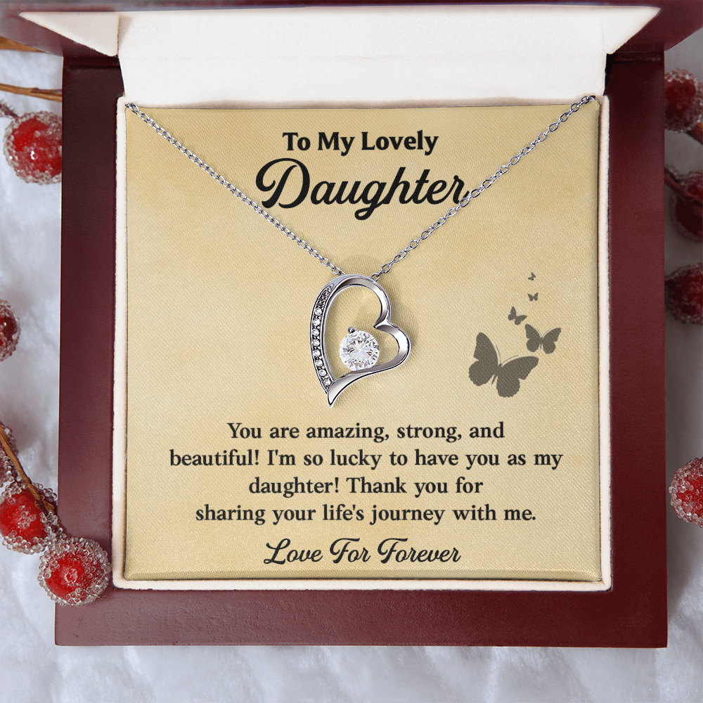 Daughter Necklace Gift Strong, Beautiful & Loved