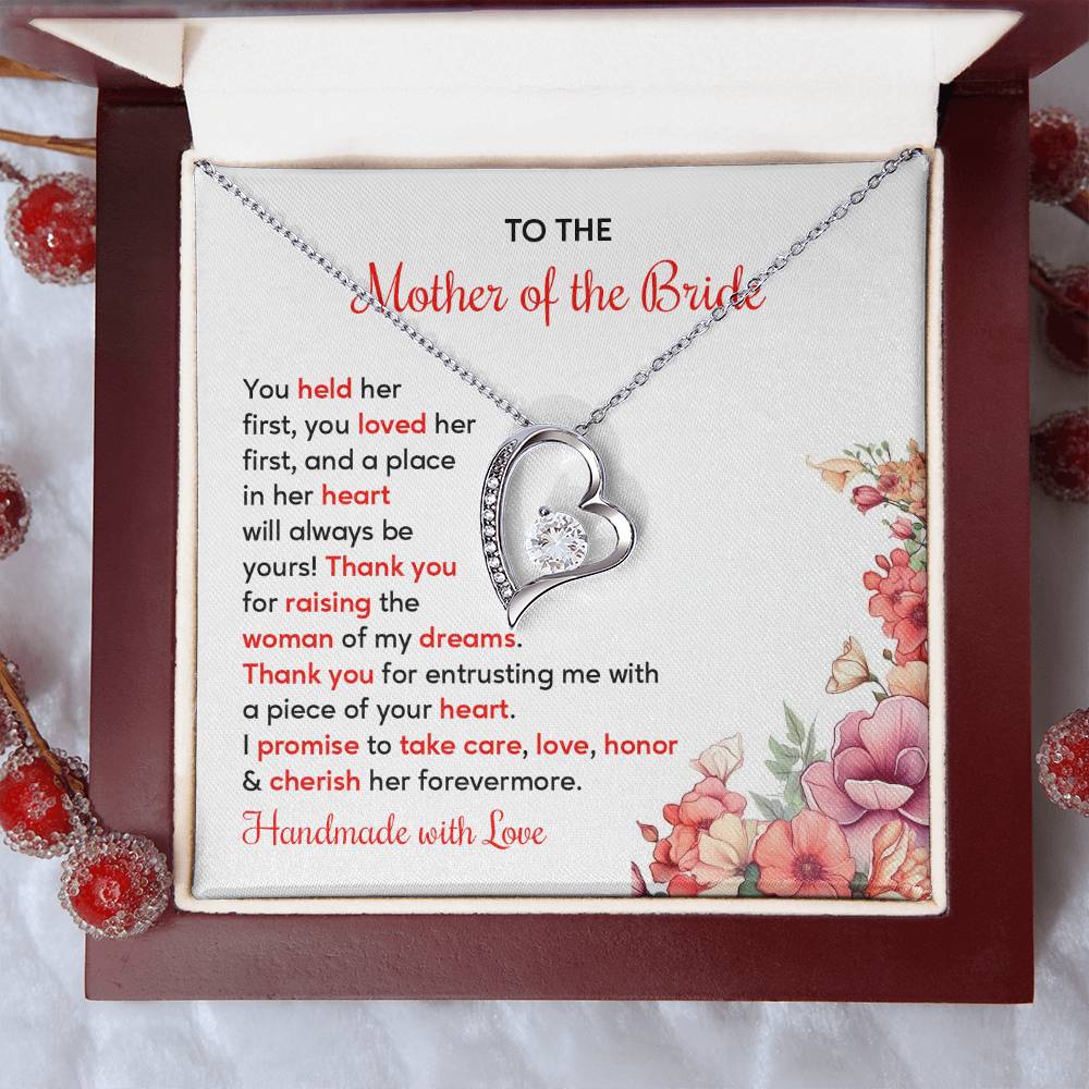 To The Mother Of The Bride, Heartfelt Necklace For Her Loving Jewelry For A Special Bond Thank You Gift For A Mother Sentimental Necklace For Love Appreciation Necklace For Her Beautiful Necklace Elegant Jewelry For Family Bond Thoughtful Necklace