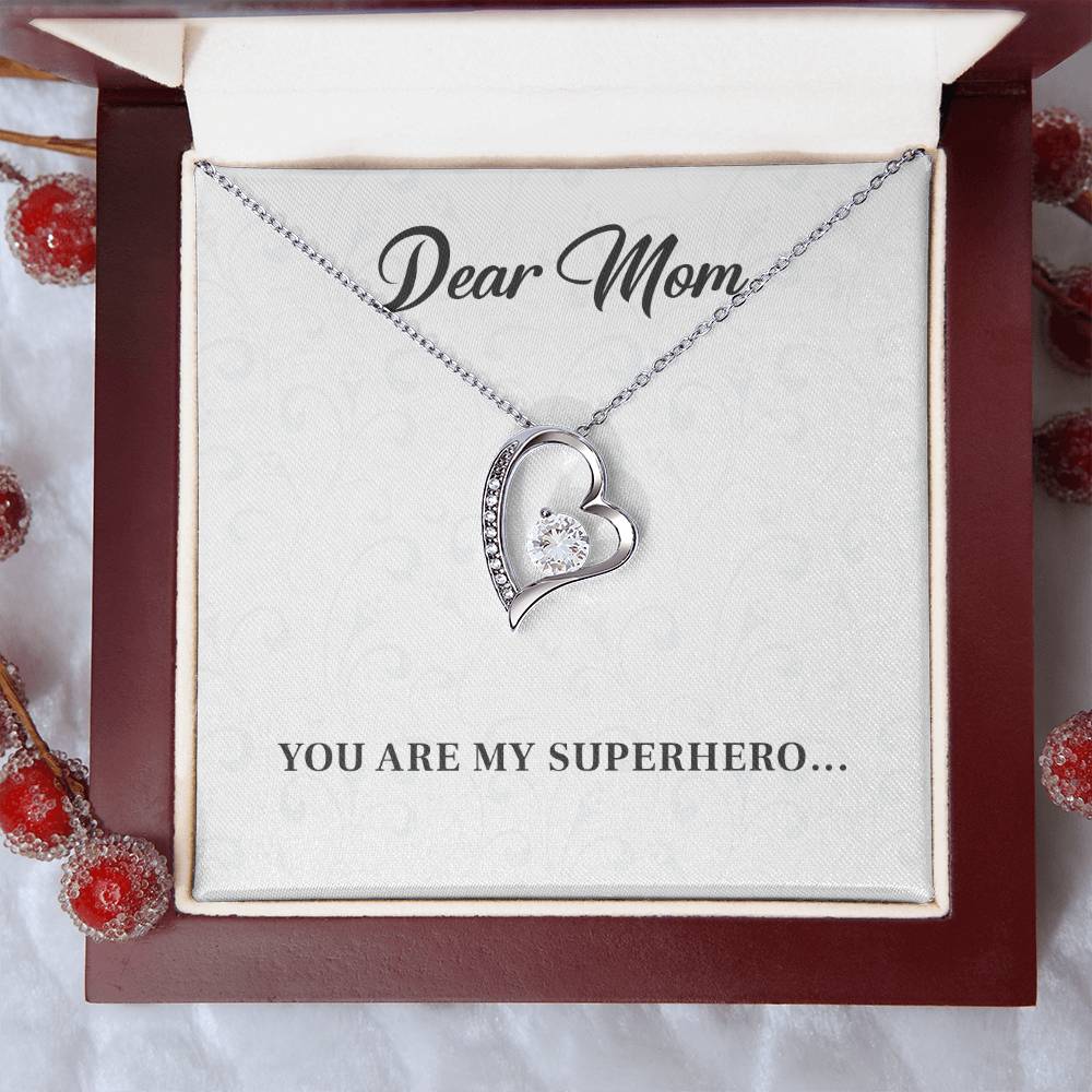 Dear Mom, Inspirational Gift Necklace For Mother Heart Pendant Necklace Best Friend Necklace For Loving Necklace With Message Of Love And Admiration Best Christmas Necklace Gift Best Family Necklace Gift Superhero Mom Necklace Gift