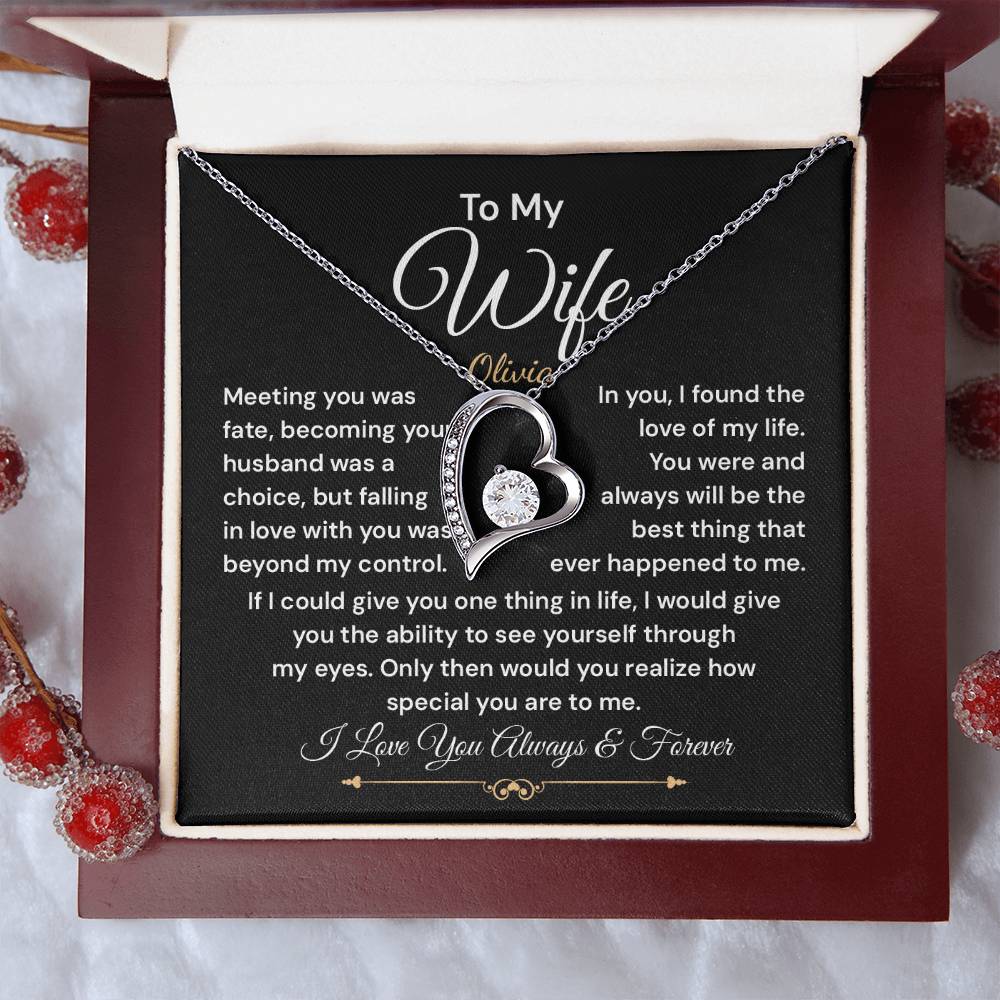 To My Wife Necklace, Meeting You Was Fate, Becoming Your Husband Was A Choice, But Falling In Love With You Was Beyond My Control. (custom)