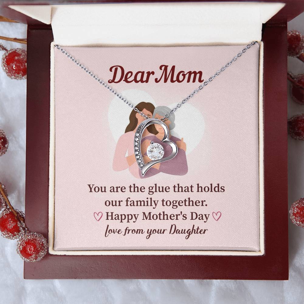 Dear Mom Family Glue Pendant Elegant Jewelry For A Mother’s Day Gift Sweet Gift For A Wonderful Woman Heartfelt Necklace Sentimental Jewelry Thank You Pendant Gift For A Special Mom Sweet Pendant For Family Love