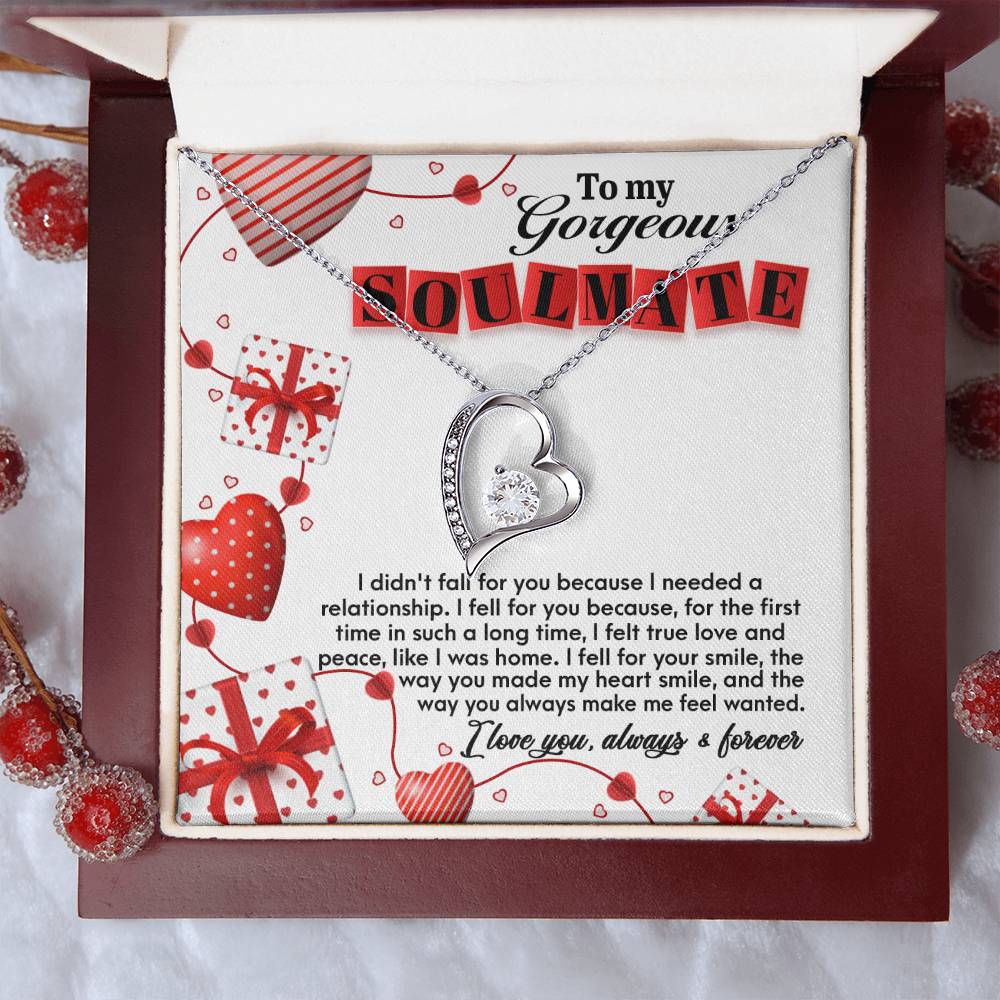 To My Gorgeous Soulmate Necklace, I Didn't Fall For You Because I Need A Relationship Necklace For Wife, Girlfriend, Forever Heart Necklace Gift With A Meaningful Message Card Gift From Husband And Boyfriend.