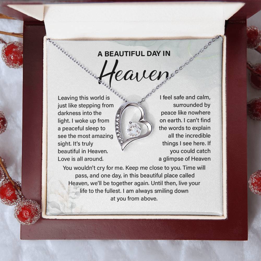 A Beautiful Day In Heaven Necklace – Sentimental Memorial Jewelry Gift, We'll Be Together Again, Heartfelt Keepsake For Love, Peace, And Comfort