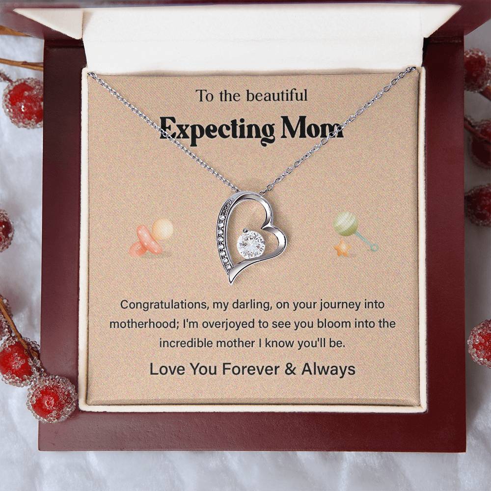 To The Beautiful Expecting Mom, Beautiful Expecting Mom Necklace Gift Best Necklace Gift For Expecting Mother Journey Into Motherhood Necklace Gift Necklace With Heartfelt Message Thoughtful Necklace Gift Best Mother’s Day Necklace Gift