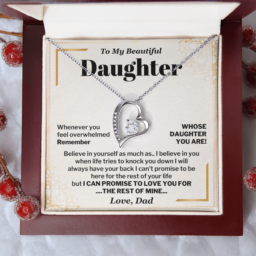 Daughter Necklace Gift from Dad Support Message Card