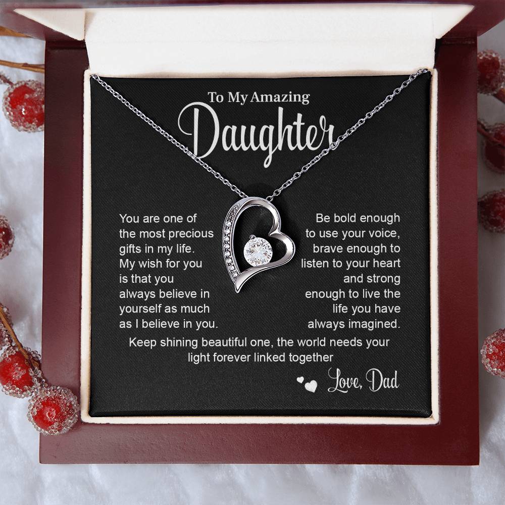 Daughter Necklace Gift from Dad with Message Card