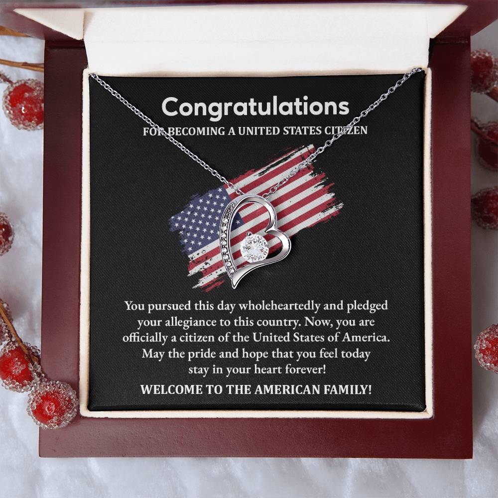 Congratulations Necklace For New U.s. Citizen Necklace For New U.s. Citizen Gift For U.s. Citizenship Success Necklace With Citizenship Message U.s. Citizenship Celebration Gift Jewelry For New U.s. Citizen Necklace For Citizenship Pledge