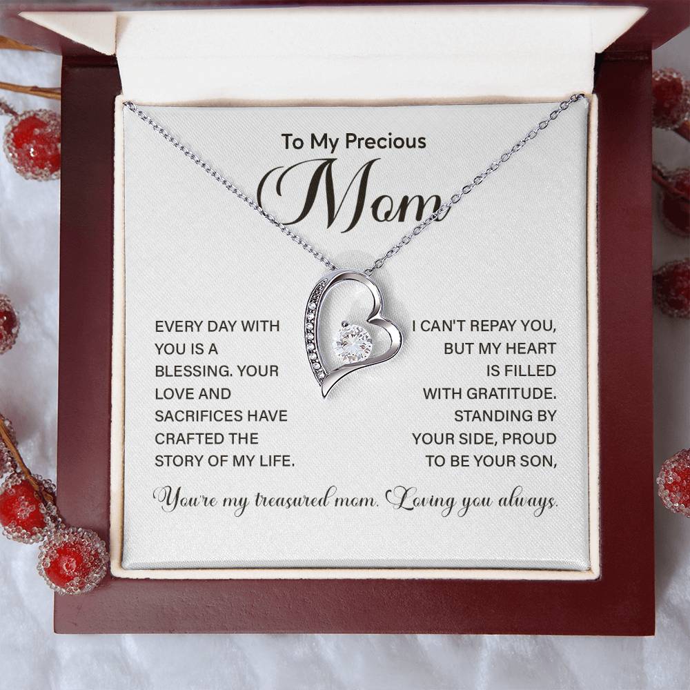 Mom Necklace from Son – Treasured Message of Gratitude and Love