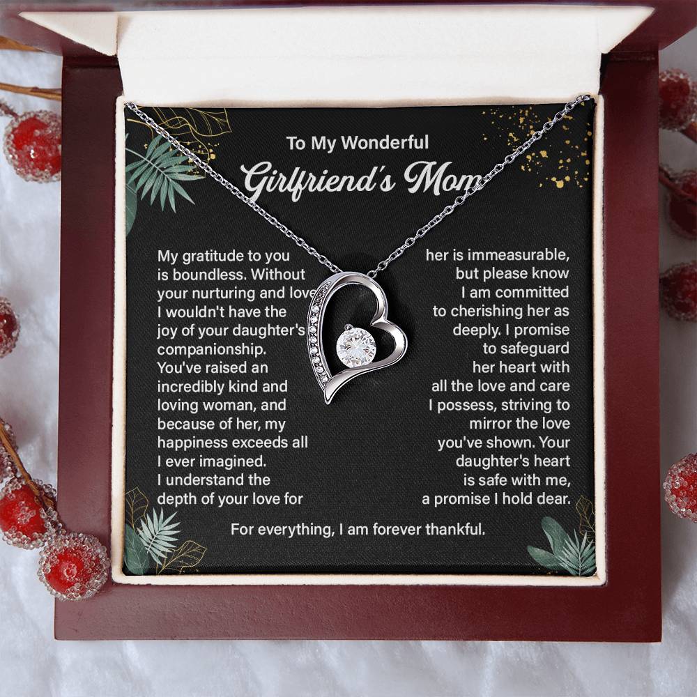 To My Wonderful Girlfriend's Mom, Forever In My Heart Necklace Heartwarming Bond Necklace Thank You Gift Necklace Beautiful Journey Necklace Family Bond Necklace Emotional Connection Necklace