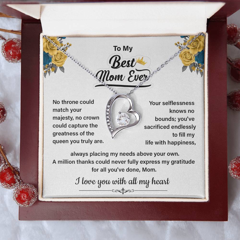 Best Mom Ever Necklace Gift From Daughter Message Card