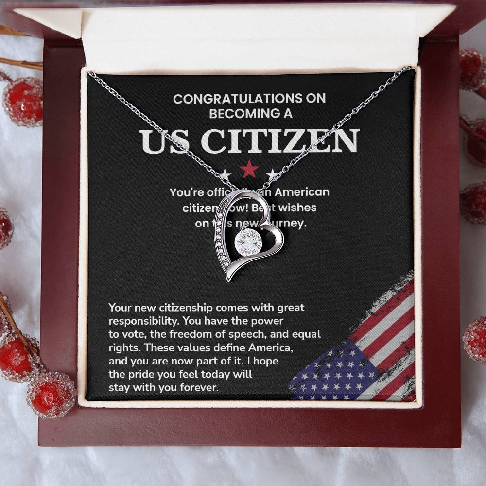 Congratulations Necklace For New U.s. Citizen Necklace For New U.s. Citizen Necklace With Citizenship Message Necklace For Official U.s. Citizen Necklace For New U.s. Patriot Jewelry For New U.s. Citizen Gift For U.s. Citizenship Ceremony