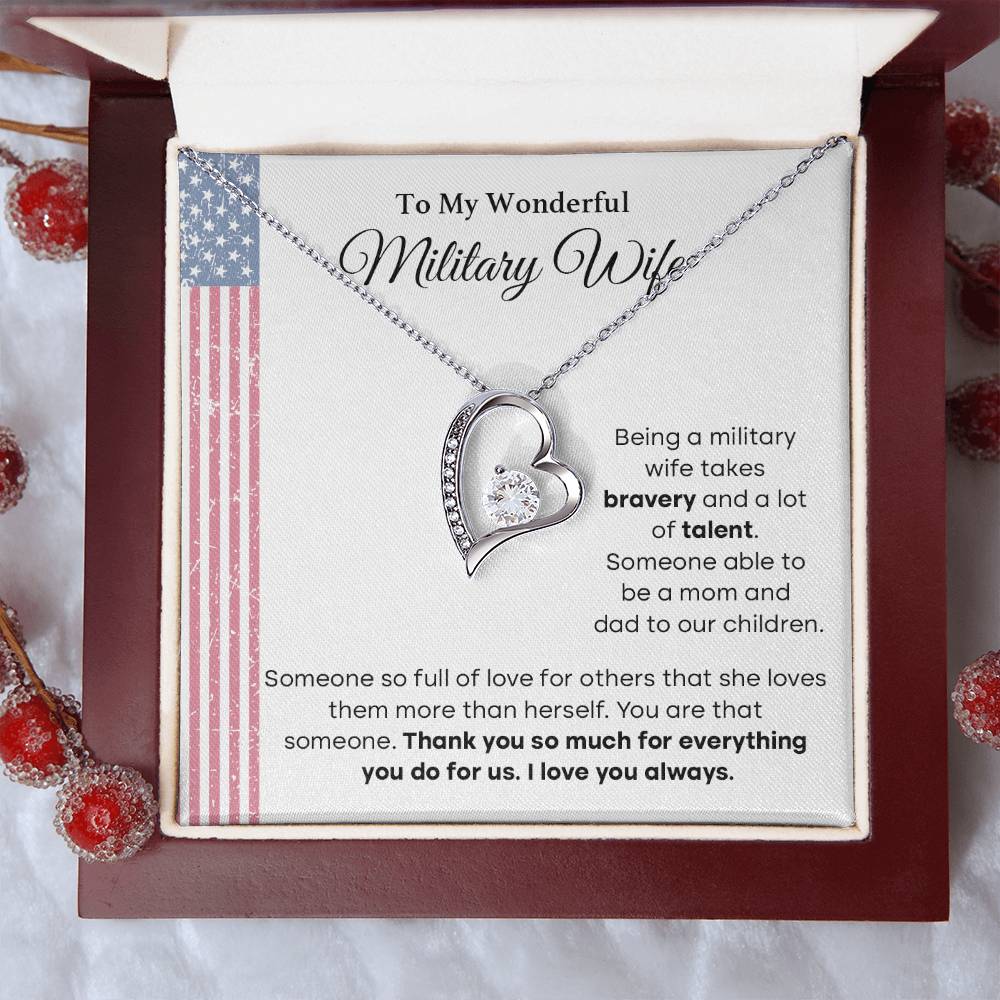 To My Wonderful Military Wife Heartfelt Jewelry Gift Military Wife Jewelry Supportive Necklace For Wives Bravery And Strength Jewelry Love And Appreciation Necklace Thank You Jewelry Gift Forever Loved Necklace Unique Jewelry For Wives