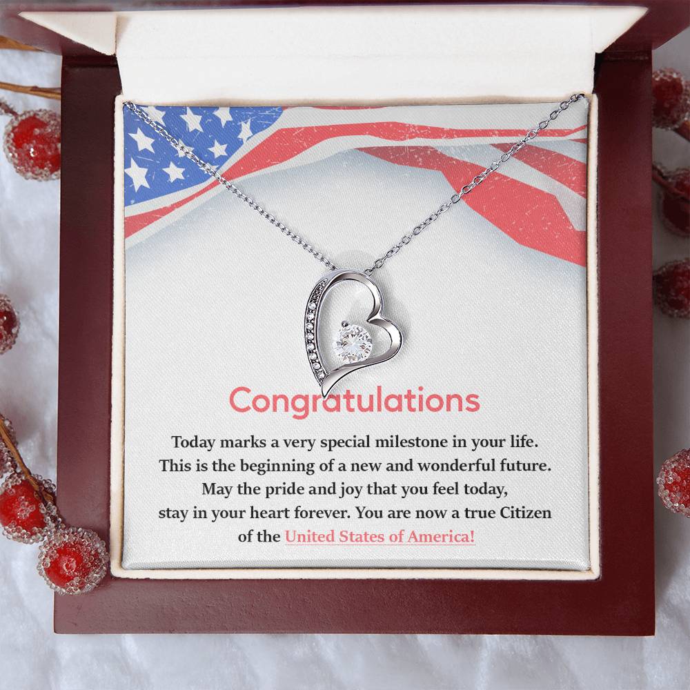 Congratulations Necklace For New U.s. Citizen Necklace For New U.s. Citizen Gift For New American Citizen Necklace With Citizenship Message Necklace For Official U.s. Citizen Gift For New U.s. Patriot Jewelry For New U.s. Citizen Jewelry For U.s.