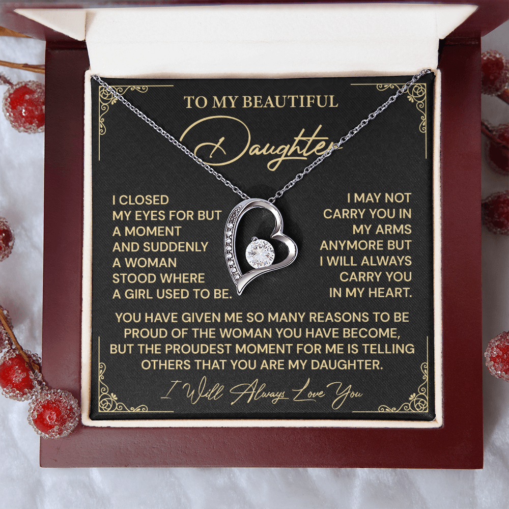 Daughter Gift with Keepsake Heart Pendant From Proud Parent