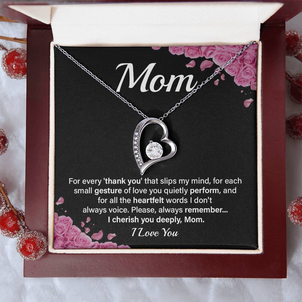 Heartfelt Mom Necklace Gift with Message Card