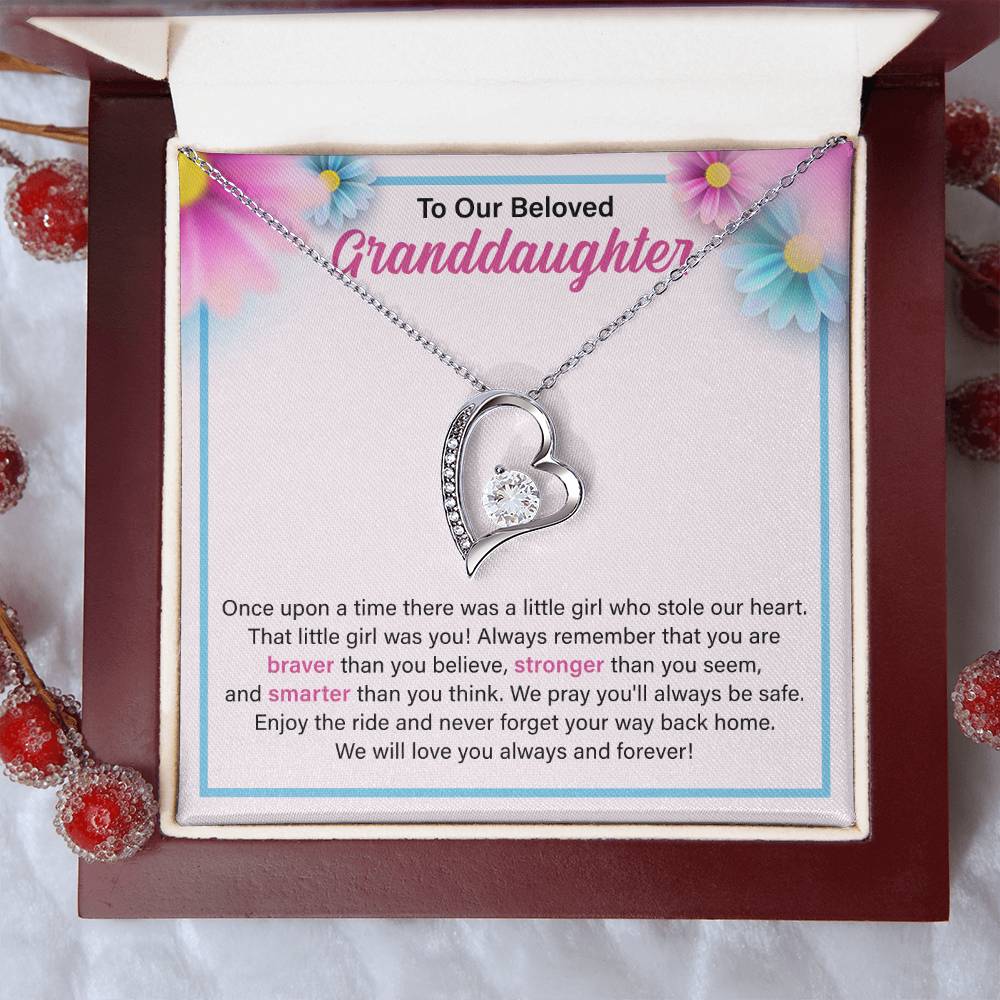 To Our Beloved Granddaughter Necklace, Necklace for Granddaughter, Granddaughter Gifts from Grandma or Grandpa, We Will Love You Always And Forever.