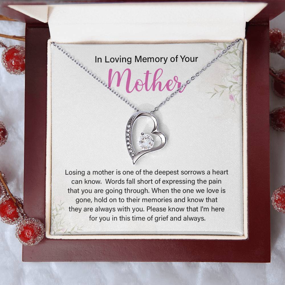 In Loving Memory Necklace For Mother – Sentimental Memorial Jewelry Gift, Her Love Lives On,' Comforting Keepsake For Support And Treasured Memories