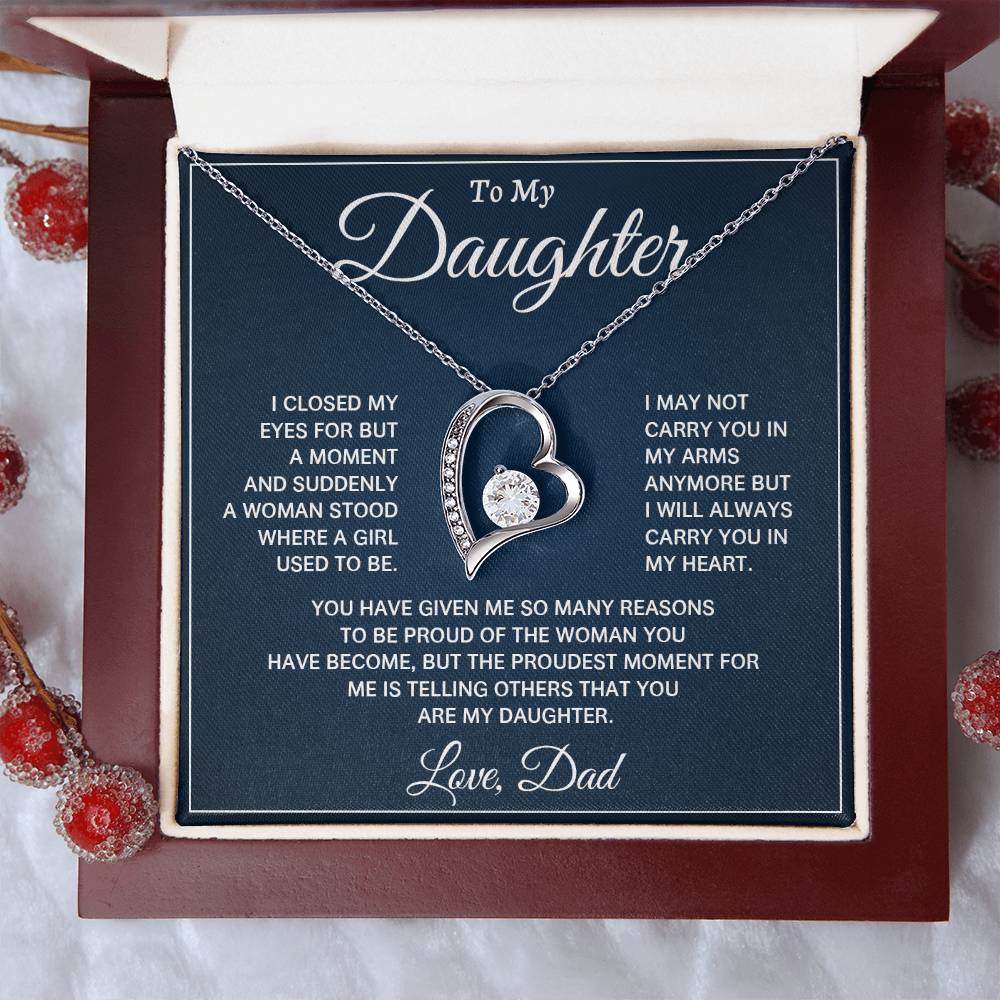 Emotional Dad to Daughter Gift – Heart Necklace with Loving Note