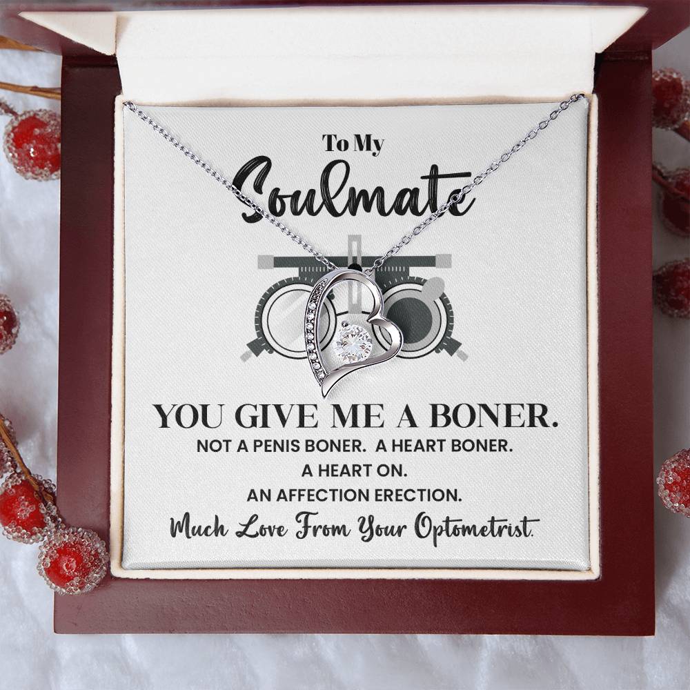 Funny Soulmate Necklace Gift from Optometrist – Message Card