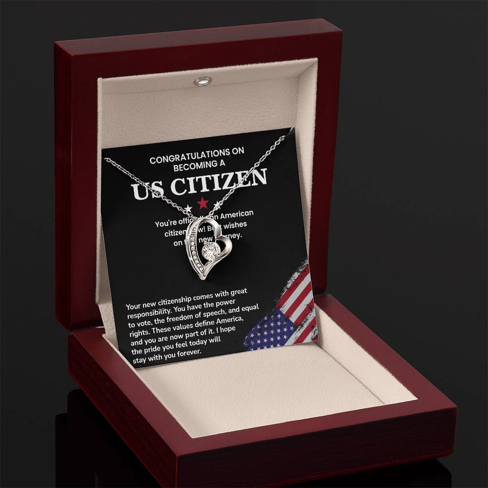 Congratulations Necklace For New U.s. Citizen Necklace For New U.s. Citizen Necklace With Citizenship Message Necklace For Official U.s. Citizen Necklace For New U.s. Patriot Jewelry For New U.s. Citizen Gift For U.s. Citizenship Ceremony