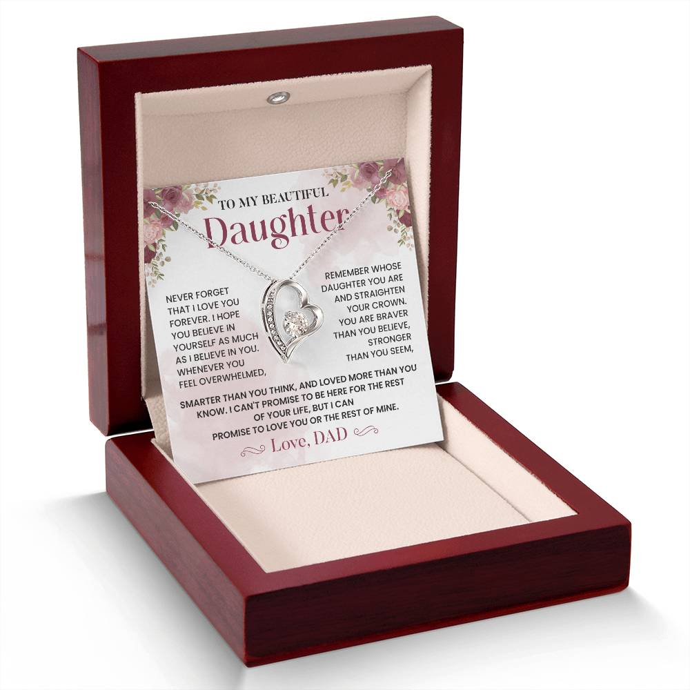 Daughter Necklace Gift from Dad – Crown Reminder Message