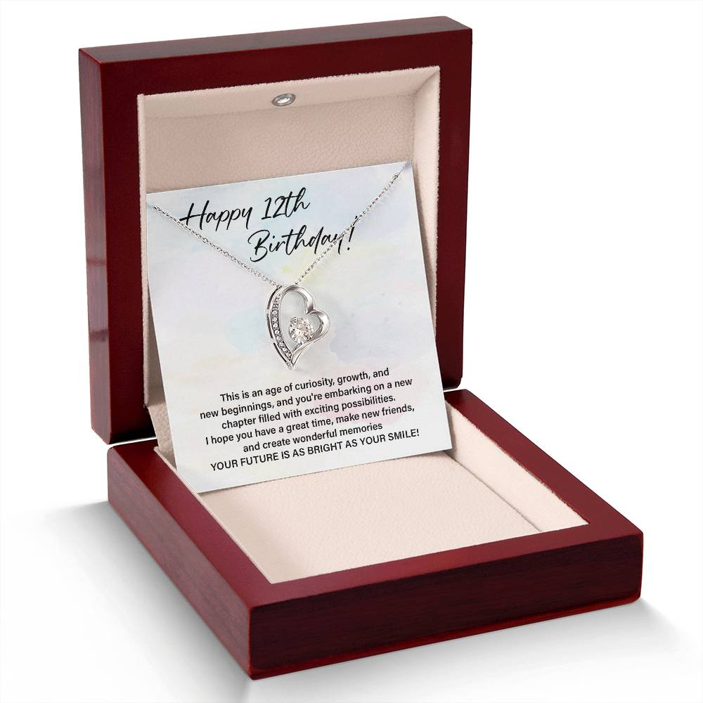 12th Birthday Necklace Gift for Girl – Bright Future Message Card