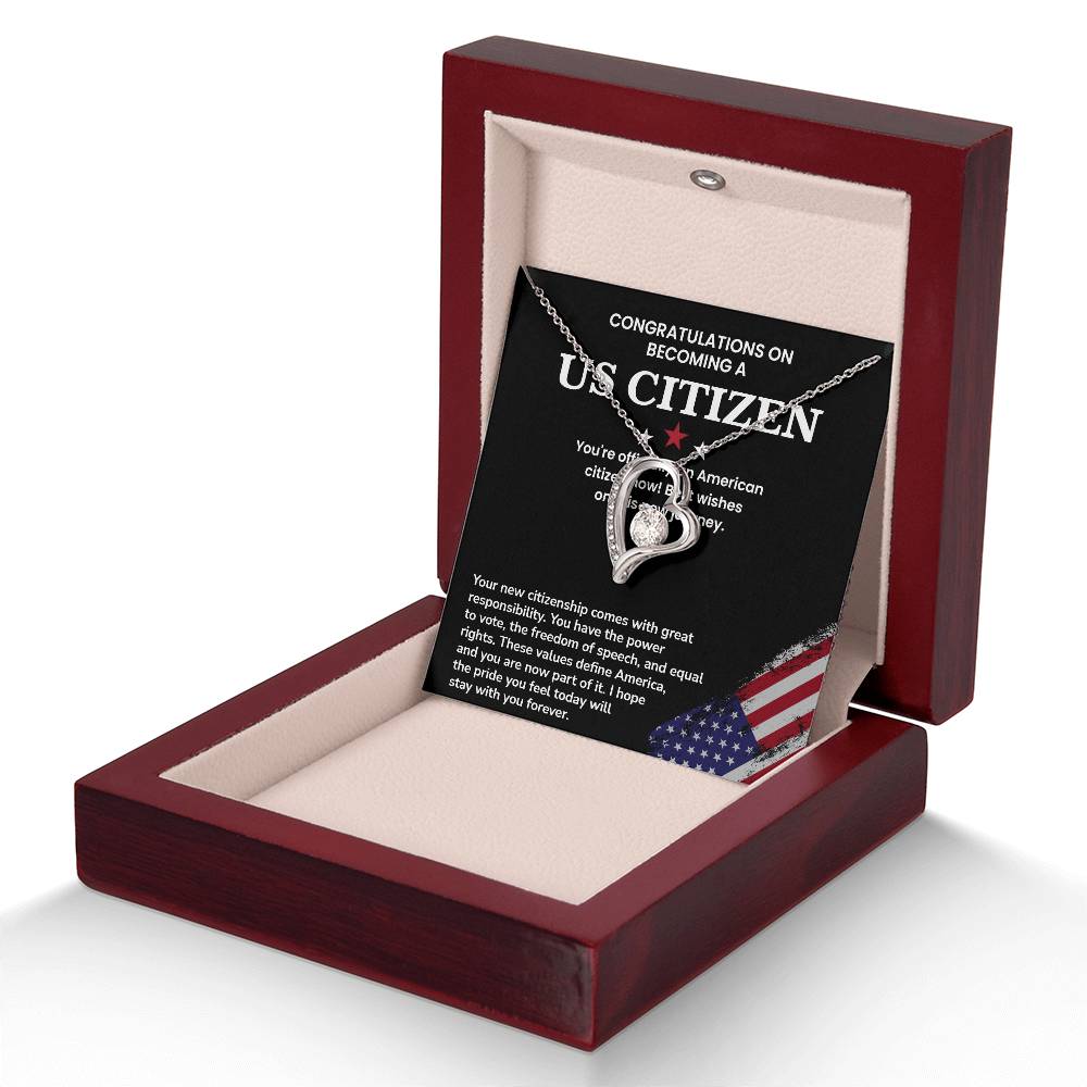 Congratulations Necklace For New U.s. Citizen Necklace For New U.s. Citizen Necklace With Citizenship Message Necklace For Official U.s. Citizen Necklace For New U.s. Patriot Jewelry For New U.s. Citizen Gift For U.s. Citizenship Ceremony