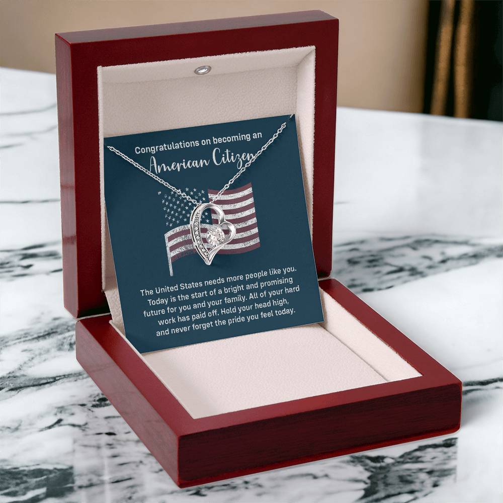 Congratulations Necklace For New American Citizen Necklace For New American Citizen Necklace With Citizenship Message Gift For New American Adventure Necklace For Pursuing Your Dreams Necklace For New Adventure As U.s. Citizen