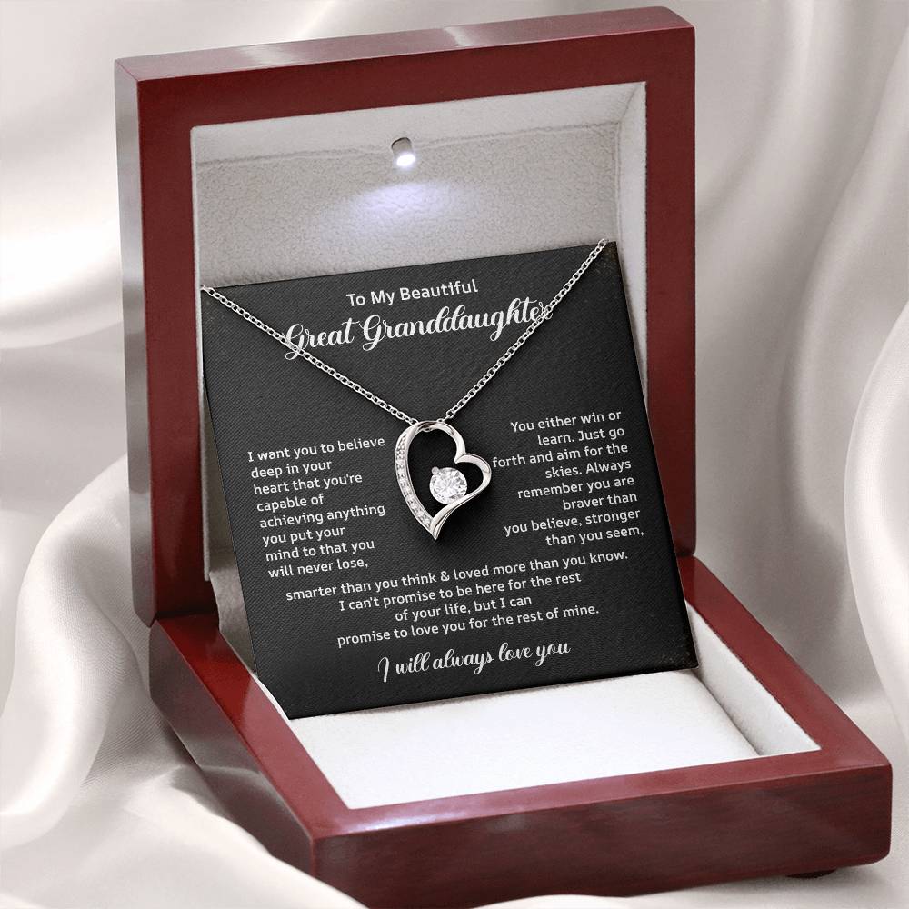 Great Granddaughter Necklace Gift – Encouragement & Love Message Card