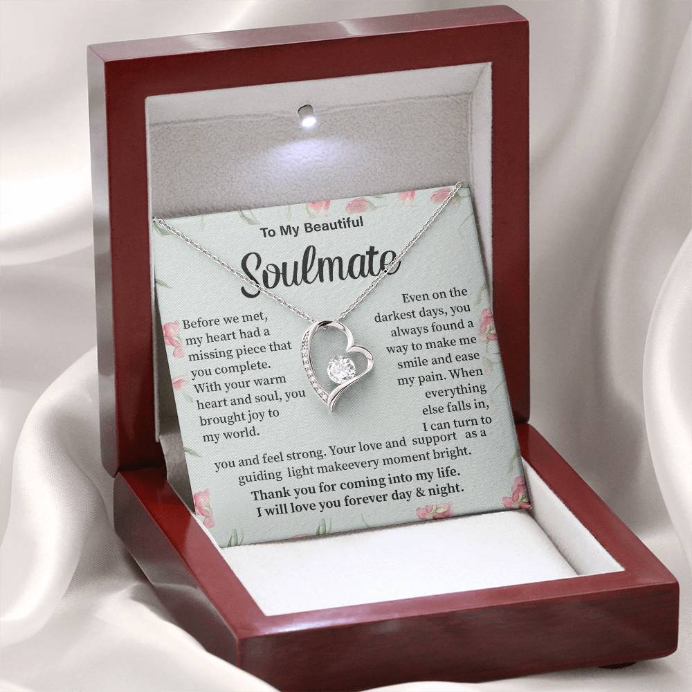 Soulmate Necklace Gift for Her – Romantic Message Card