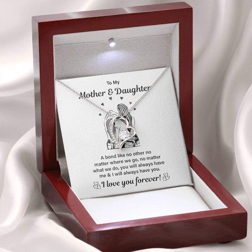 Mother Daughter Bond Necklace Gift with Message Card