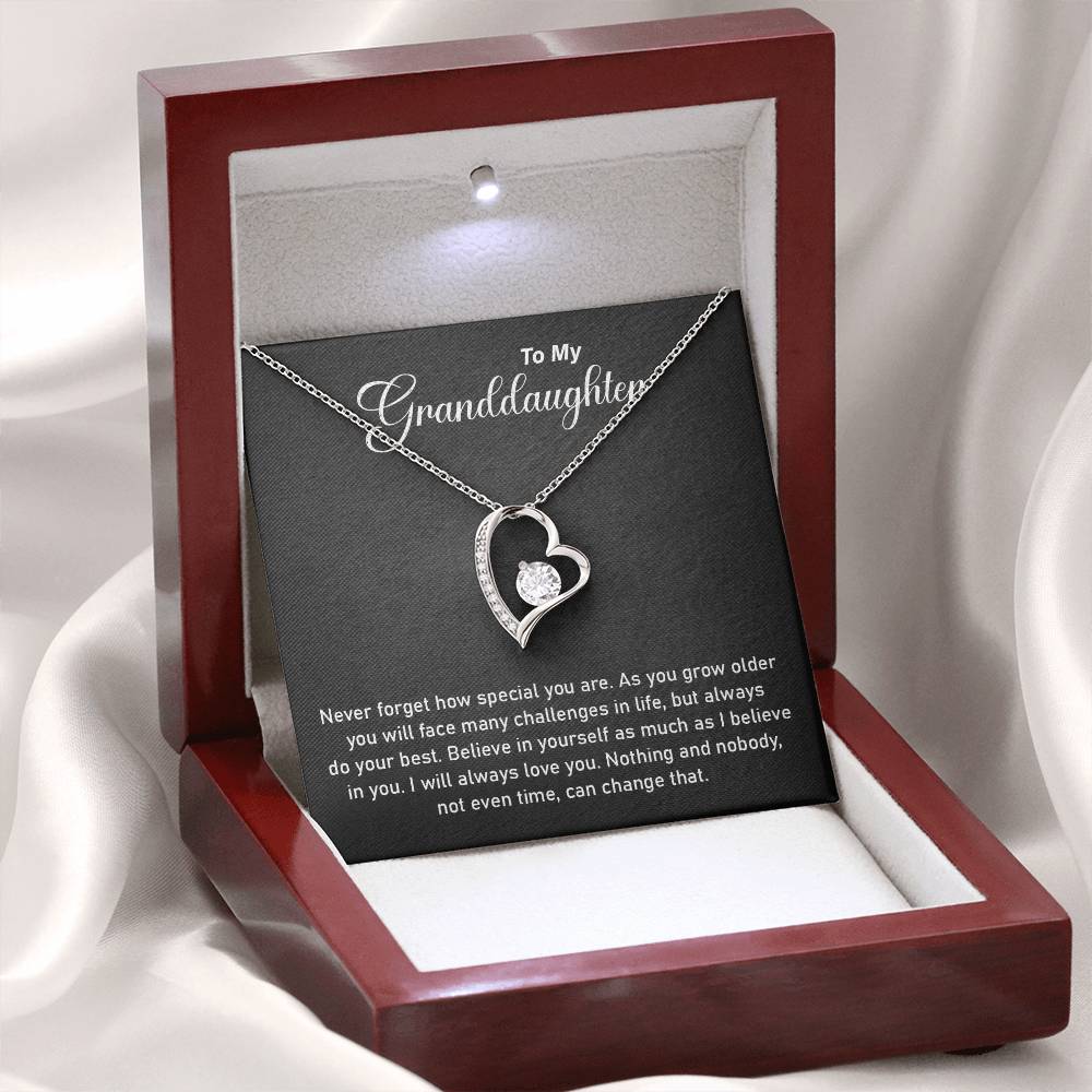To My Granddaughter Necklace – Inspirational Gift with Card