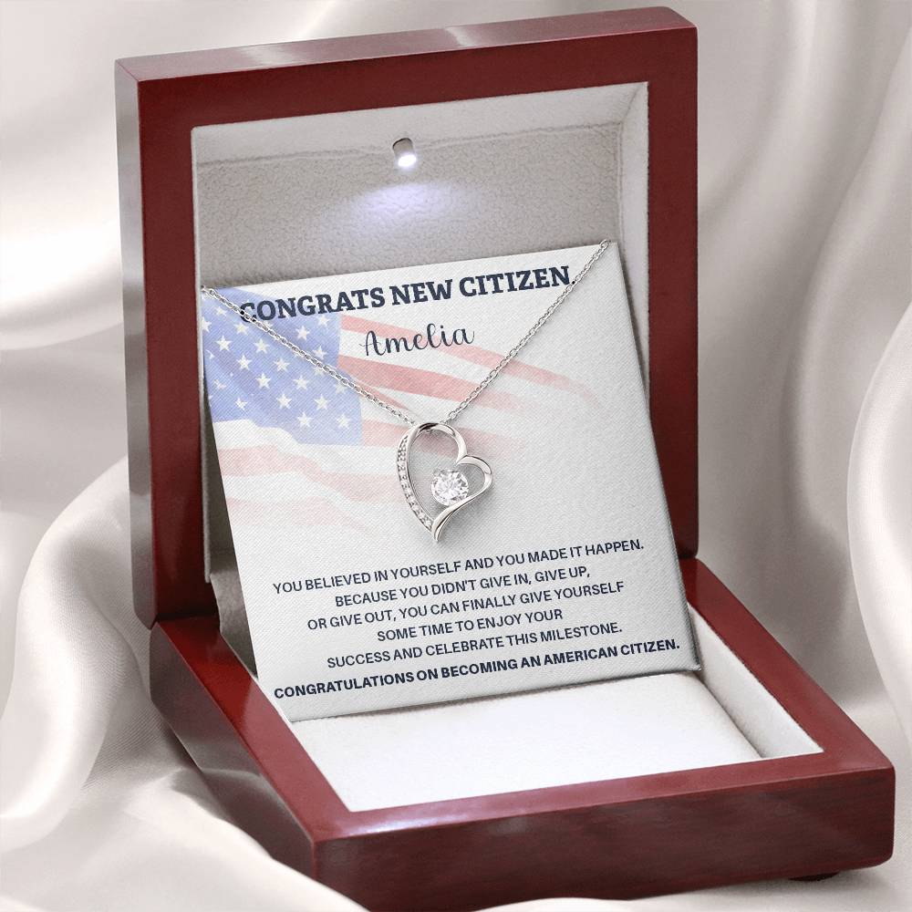 Congrats Necklace For New U.s. Citizen Amelia Necklace For New U.s. Citizen Gift For New American Citizen Necklace With Citizenship Message U.s. Citizenship Achievement Gift Necklace For Proud U.s. Citizen Necklace For Citizenship Success