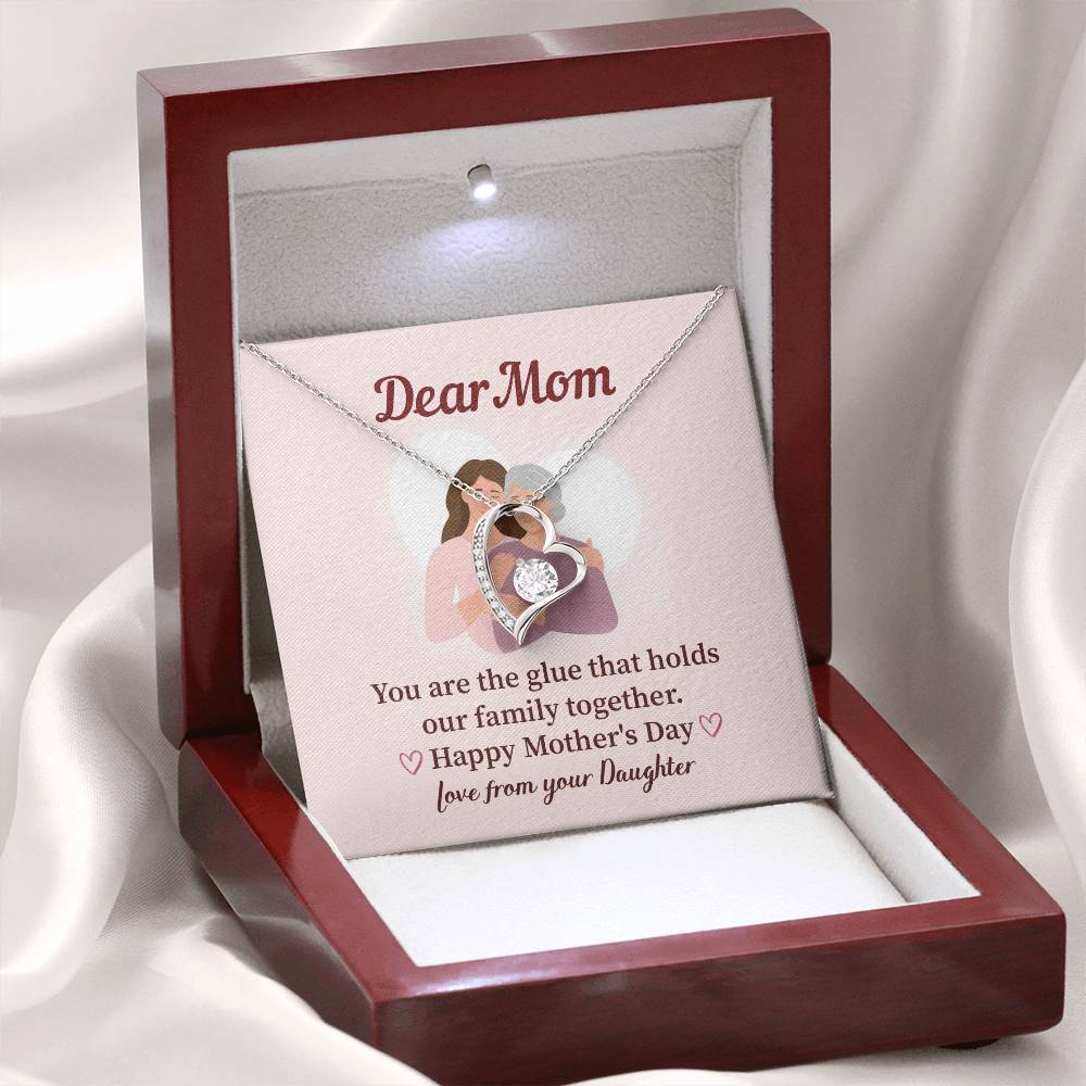 Dear Mom Family Glue Pendant Elegant Jewelry For A Mother’s Day Gift Sweet Gift For A Wonderful Woman Heartfelt Necklace Sentimental Jewelry Thank You Pendant Gift For A Special Mom Sweet Pendant For Family Love