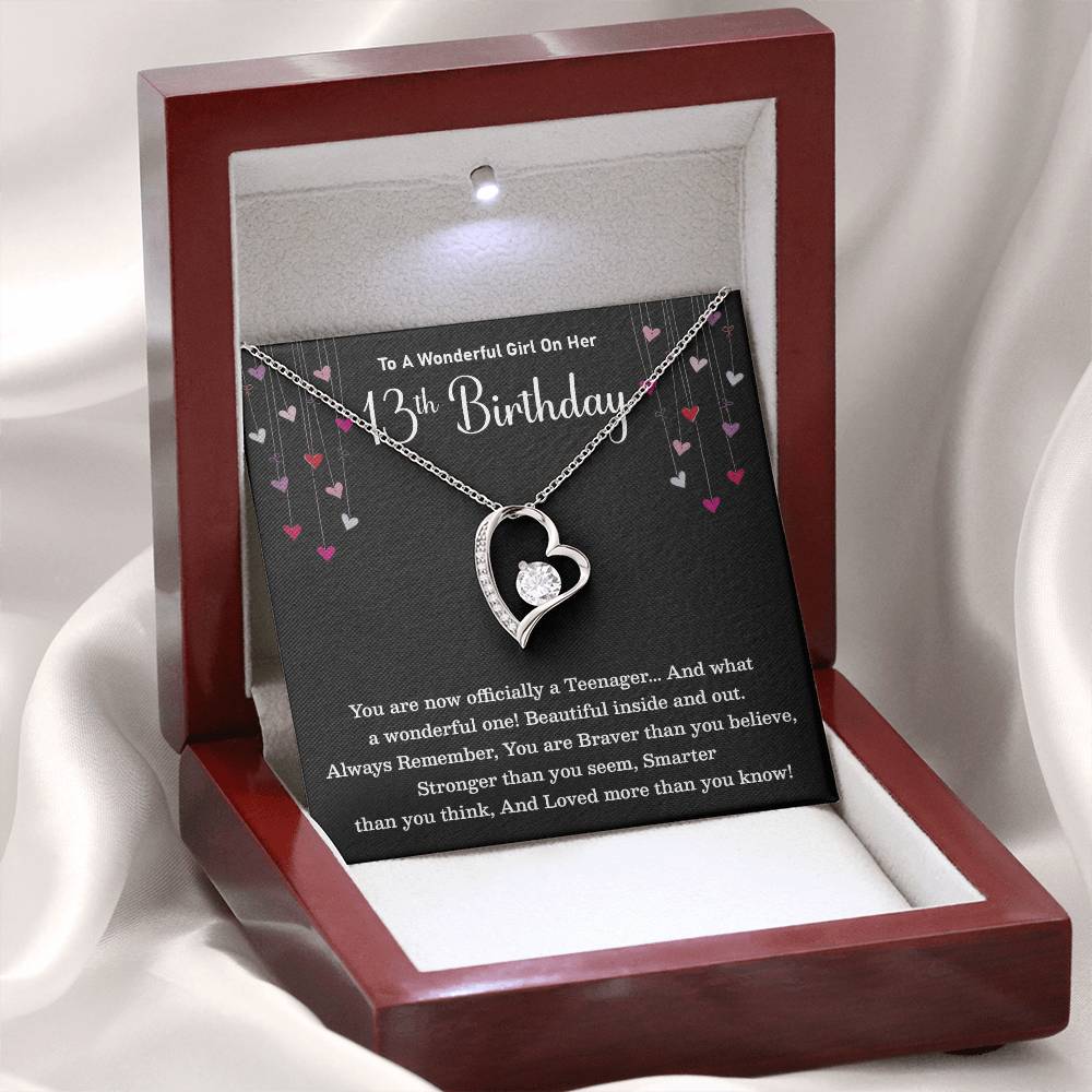 13th Birthday Necklace for Teen Girl – Heart Pendant & Loving Card