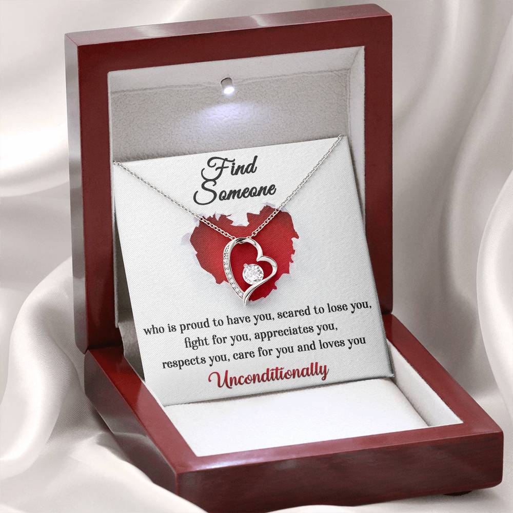 Find Someone Who Is Proud To Have You Like A Soulmate Forever Heart Necklace Gift With A Message Card Necklace For Girlfriend, Wife's Anniversary, Valentine's Day And Birthday Gift With A Meaningful Message Card And Box.