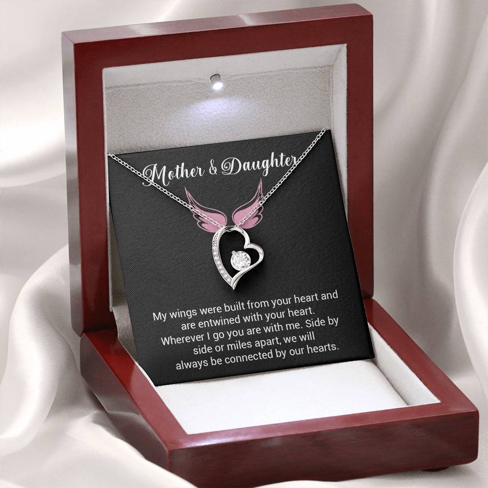 Mother & Daughter Necklace – Wings of Love Message Gift Box