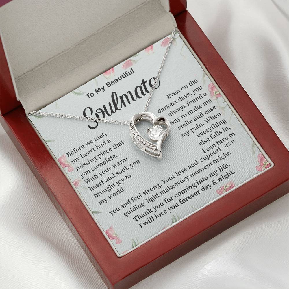 Soulmate Necklace Gift for Her – Romantic Message Card