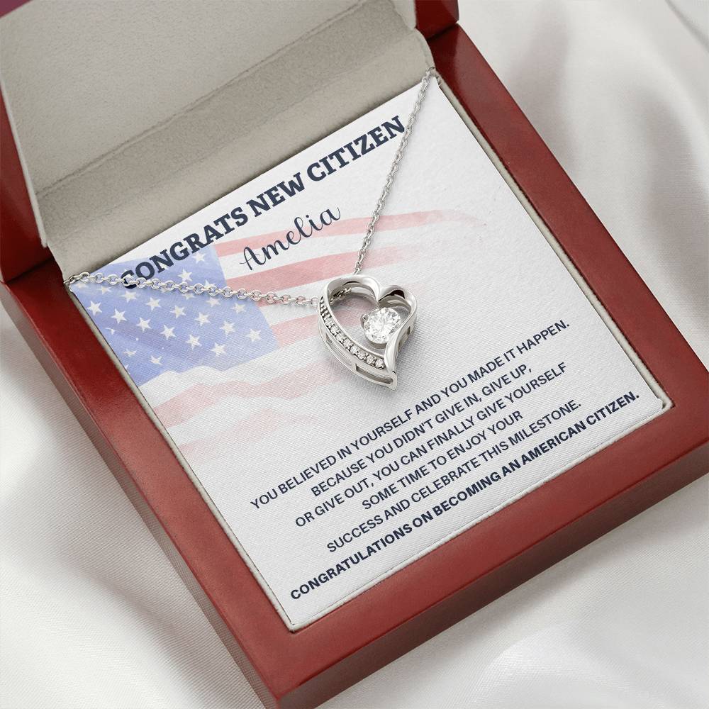 Congrats Necklace For New U.s. Citizen Amelia Necklace For New U.s. Citizen Gift For New American Citizen Necklace With Citizenship Message U.s. Citizenship Achievement Gift Necklace For Proud U.s. Citizen Necklace For Citizenship Success