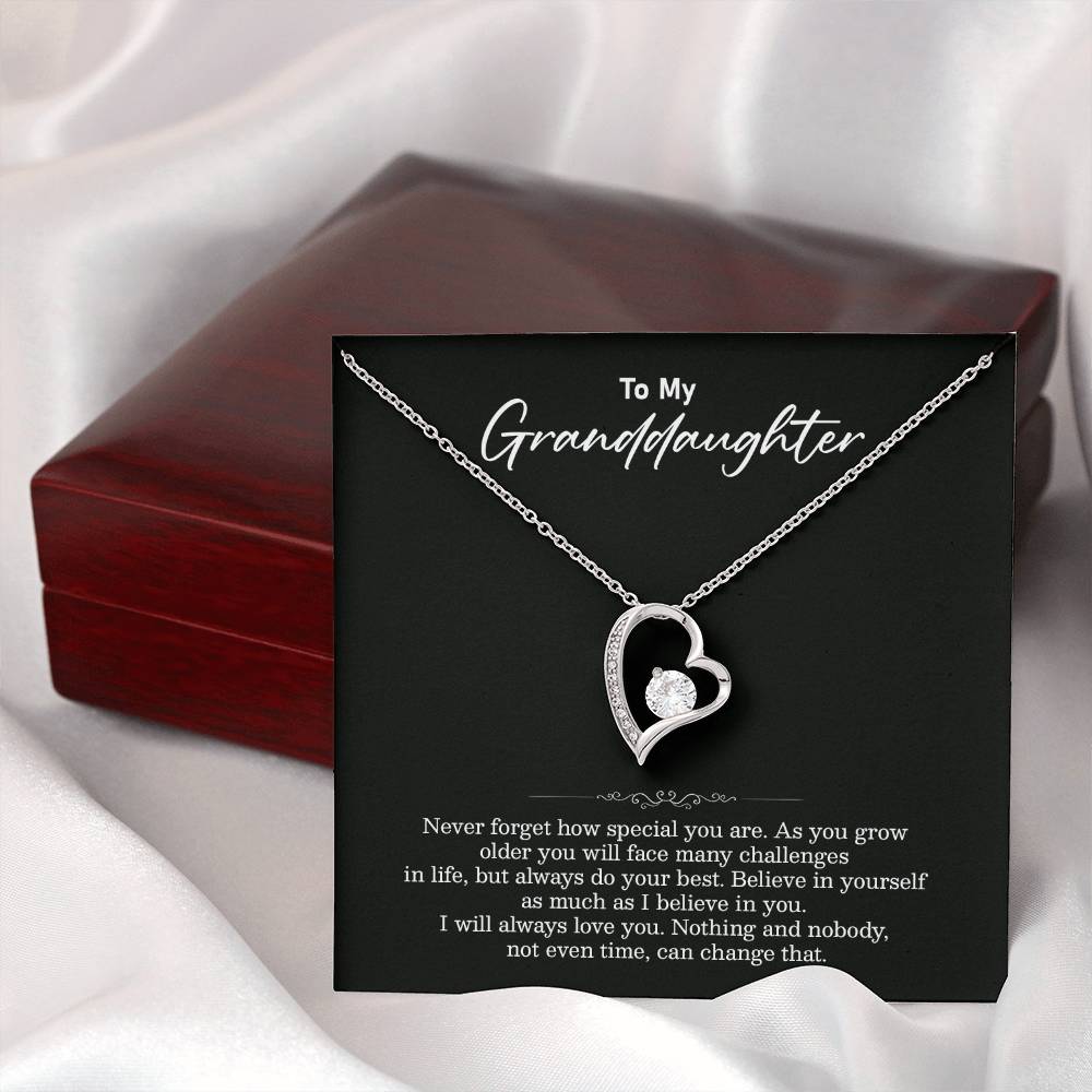 Granddaughter Heart Necklace Gift with Loving Message