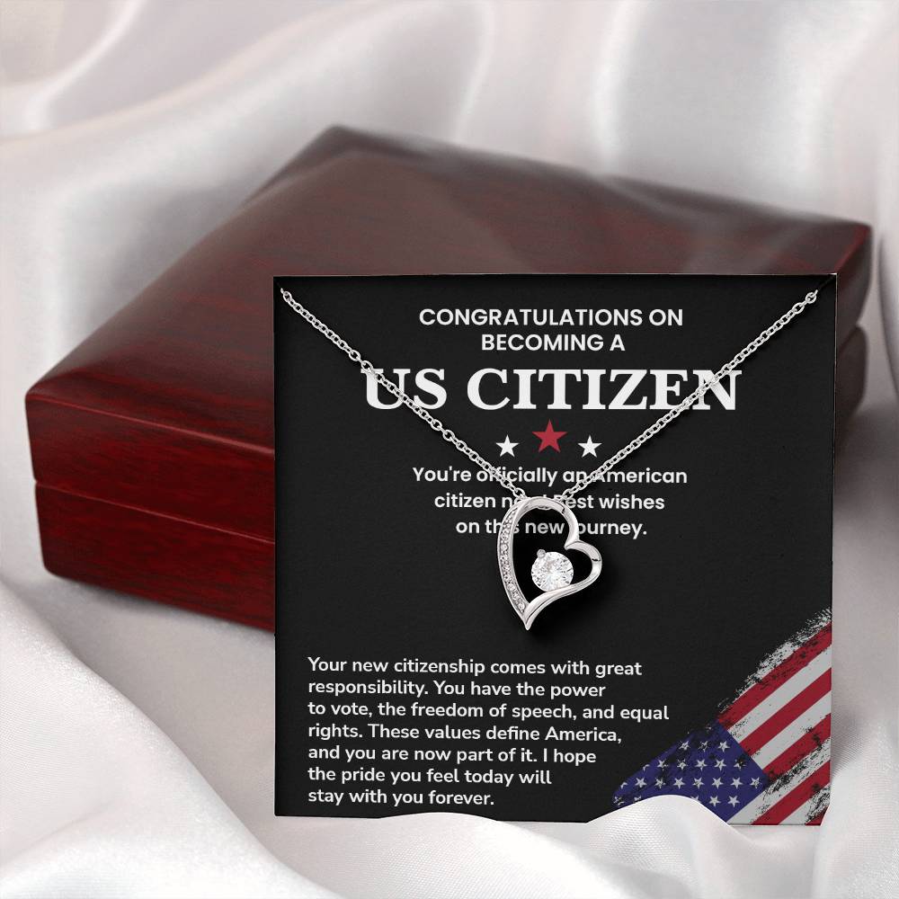 Congratulations Necklace For New U.s. Citizen Necklace For New U.s. Citizen Necklace With Citizenship Message Necklace For Official U.s. Citizen Necklace For New U.s. Patriot Jewelry For New U.s. Citizen Gift For U.s. Citizenship Ceremony